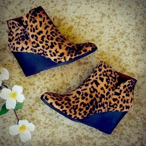 Leopard print wedges booties